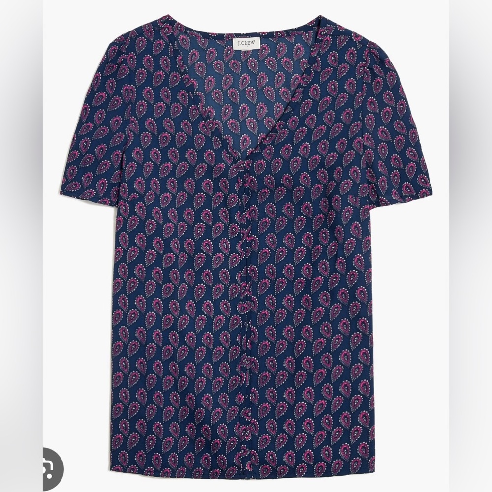 J CREW FACTORY Blue & Pink Paisley Blouse